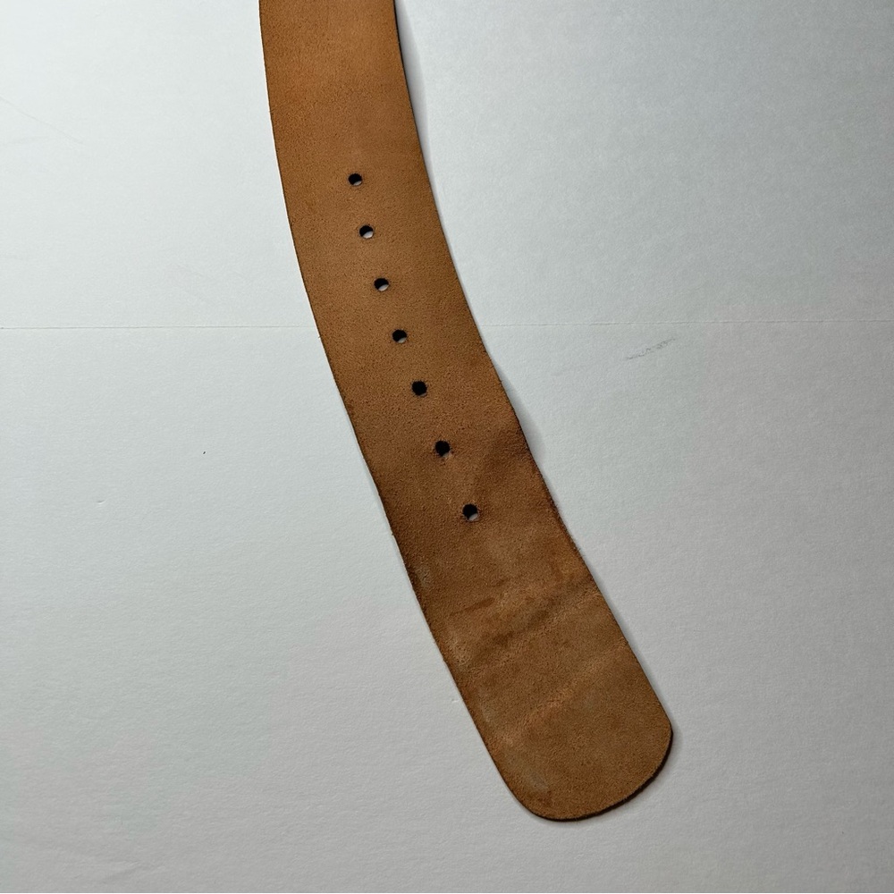 Vintage '84 Paris Statement Wide Belt Croute de Cuir Leather with Silver Buckle - Picture 10 of 17
